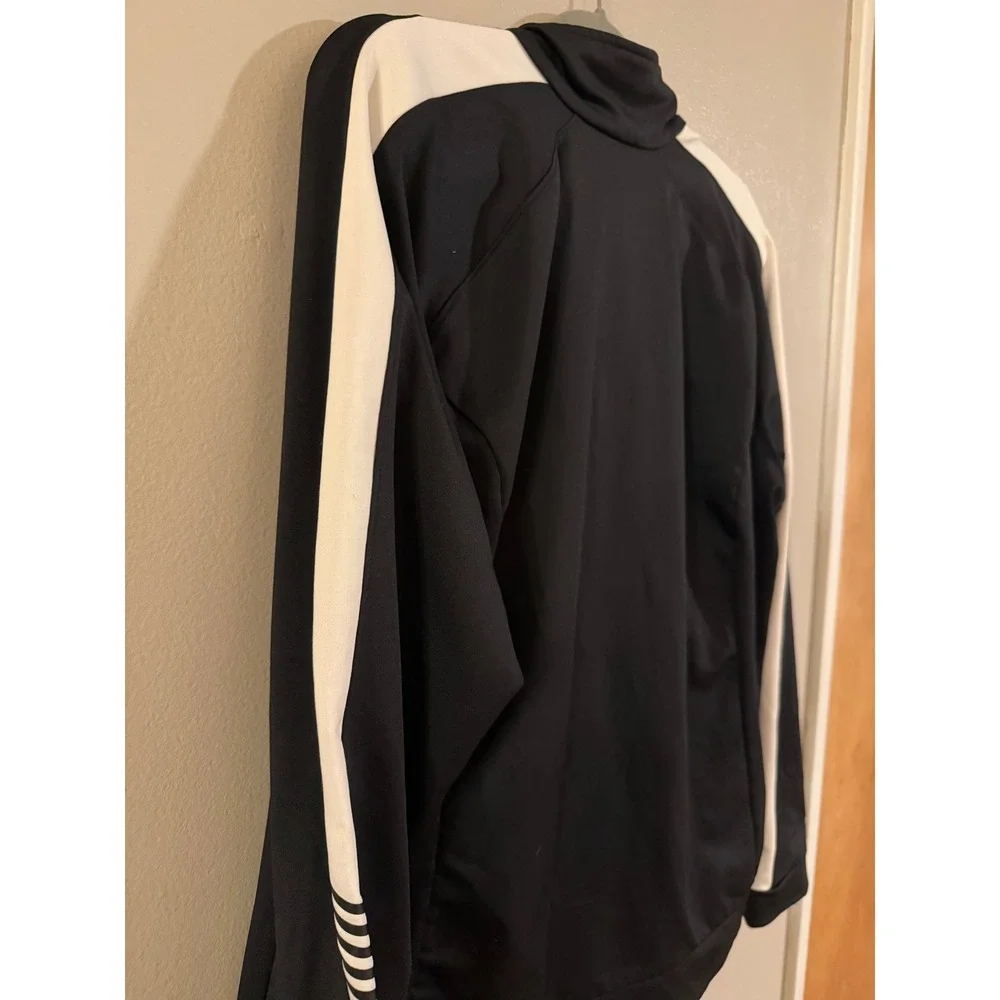 K-Swiss Mens Track Jacket Black White Full Zip Athletic Sportswear XL fits L